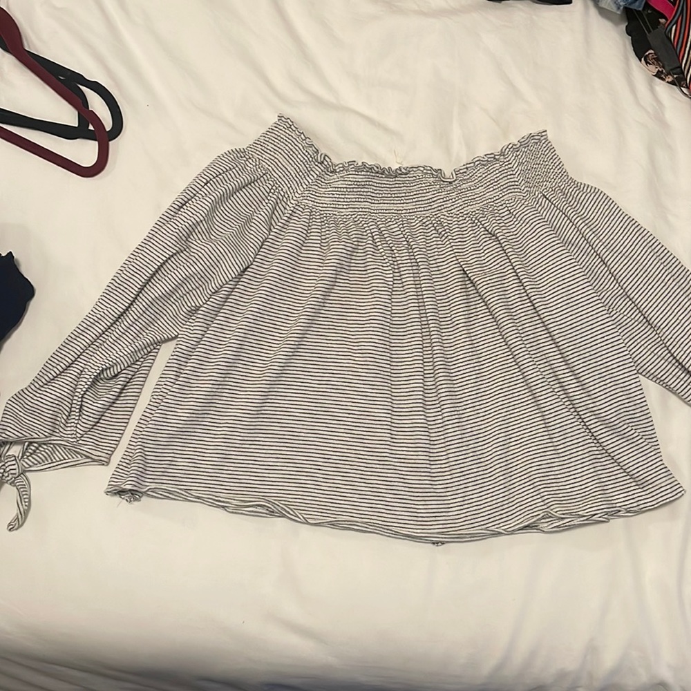 We the Free off the shoulder striped shirt